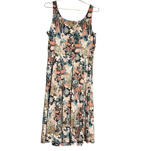 Peruvian Connection Floral Sleeveless Midi Dress Pima Cotton Modal Size Large - Picture 2 of 8